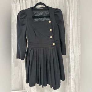 Zara Black Mini Dress with Gold Buttons